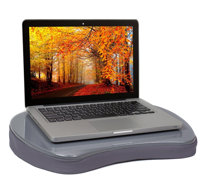 Sofia + Sam Mini Lap Desk with Memory Foam Cushion | Handle | Fits Laptops Up to 15" | Work from Home | Silver | Portable Travel Desk | Reading Writing and Coloring - Image 1